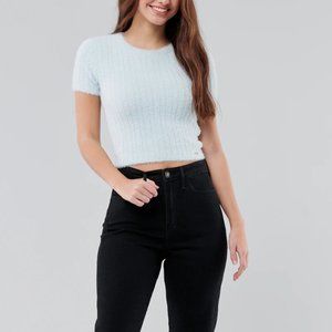 Hollister Fuzzy Textured Crop Sweater Tee (size S)